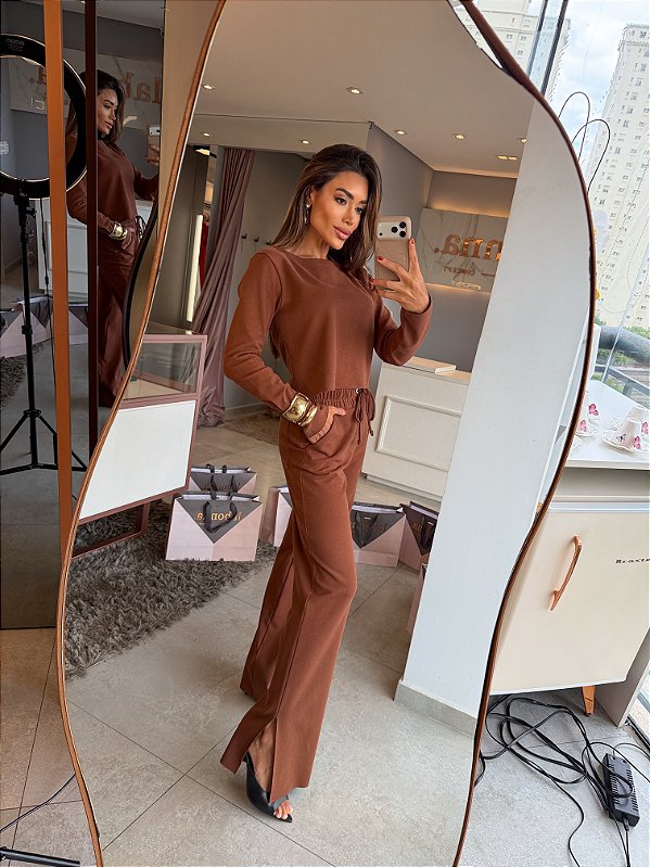 Conjunto Cloe Manga Longa Chocolate Creamy