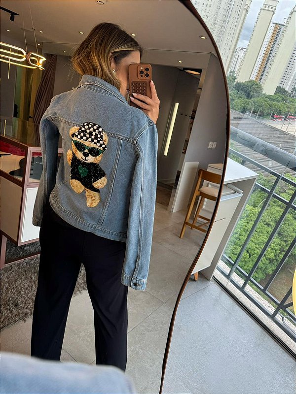 Jaqueta Jeans Bordada Urso
