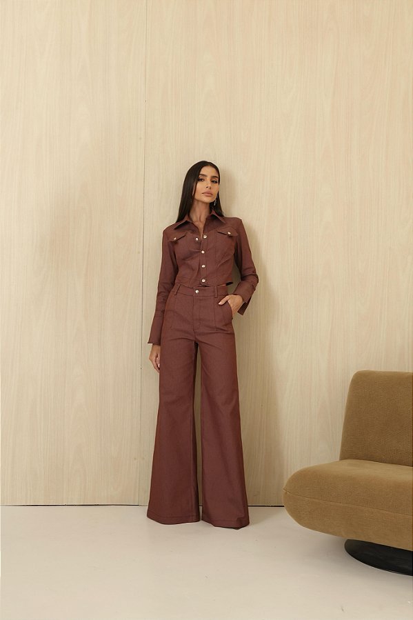 Conjunto Casaqueto Com Calça Marrom Juju - ENVIO 20/03/26