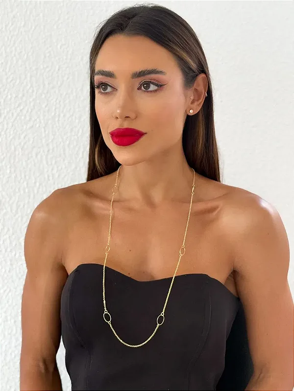 Colar Alongado Elos Dourado