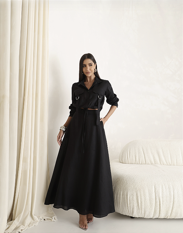 Conjunto Linho Elis Preto