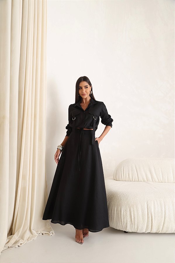 Conjunto Linho Elis Preto
