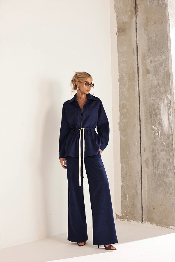 Conjunto Aveludado Isis Azul Marinho