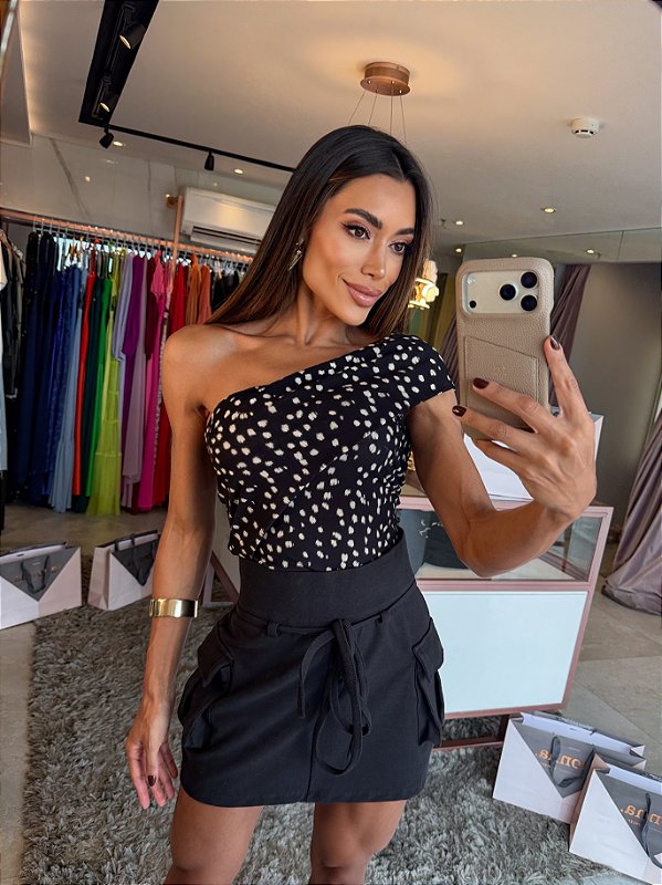 Blusa Bambi Um Ombro Preto