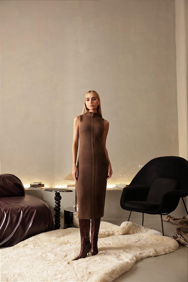 Vestido Longuete Tricot Bugatti Chocolate