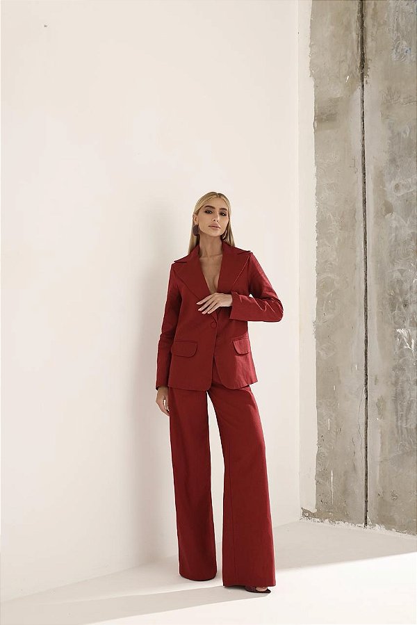 Conjunto Blazer e Calça Linho Helo Marsala