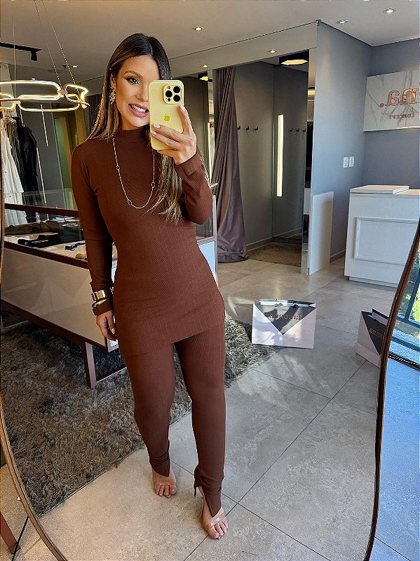 Conjunto Bali Manga Longa Chocolate Creamy