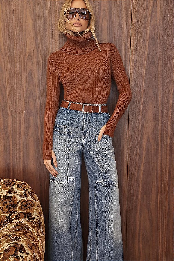 Blusa Tricot Modal Dedinho Camel