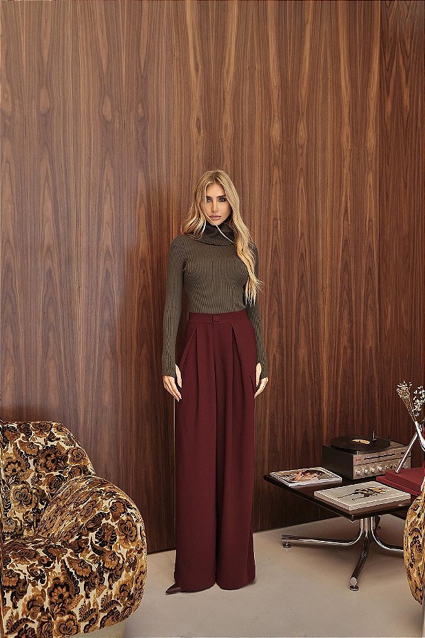 Calça Alfaiataria Prega Marsala