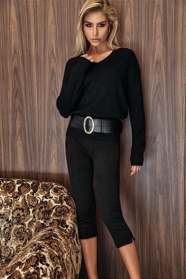 Blusa Tricot Interno Fluffy Lilian Preto