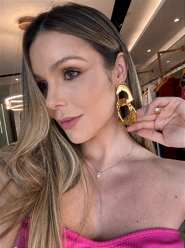 Brinco Argolas Organicas Dourado