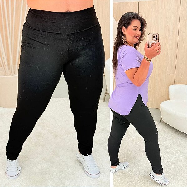 Calça Legging Suplex Preto Plus Size