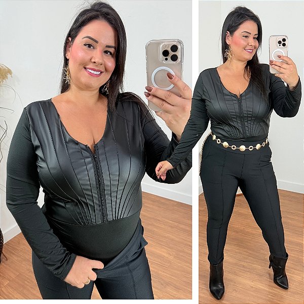 Body Corino Preto Plus Size