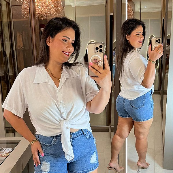 Camisa Mullet Branco Plus Size
