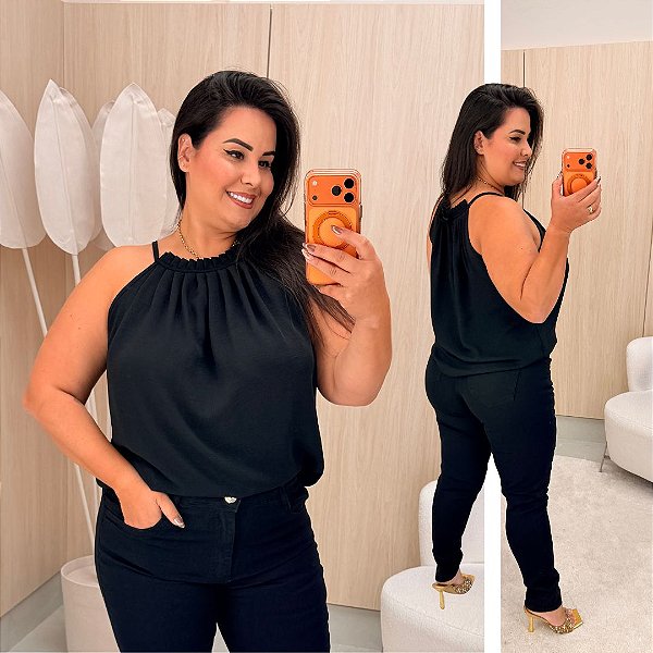 Blusa Gola Duna Preto Plus Size