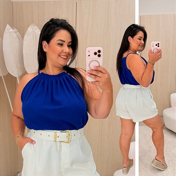 Blusa Gola Duna Azul Royal Plus Size