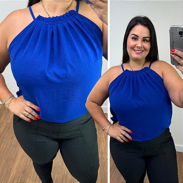 Blusa Gola Duna Azul Royal Plus Size
