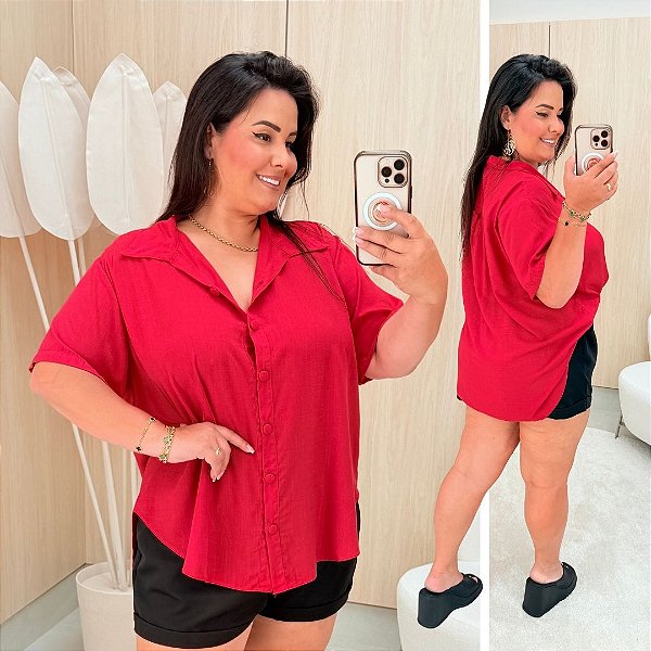 Camisa Mullet Vermelha Plus Size