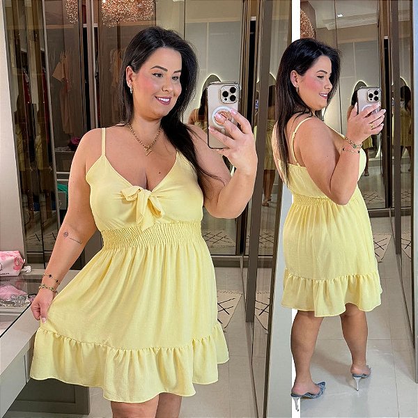 Vestido Susan Amarelo Plus Size