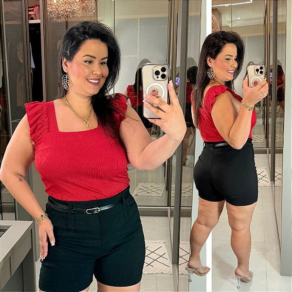 Regata Canelada Vermelho Plus Size