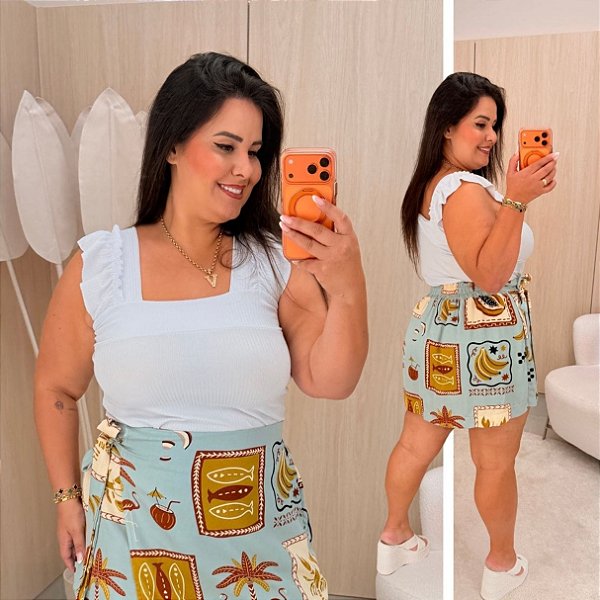 Regata Canelada Branco Plus Size
