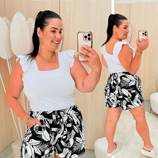 Regata Canelada Branco Plus Size