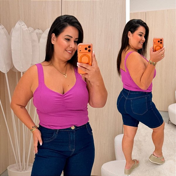 Alcinha Canelada Fucsia Plus Size