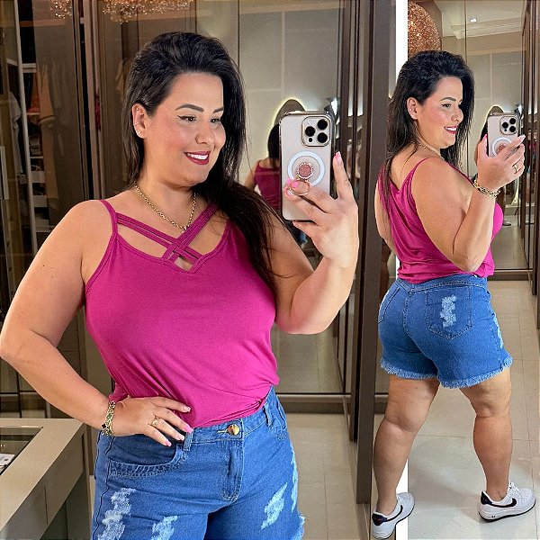 Alcinha Cruzada Fucsia Plus Size