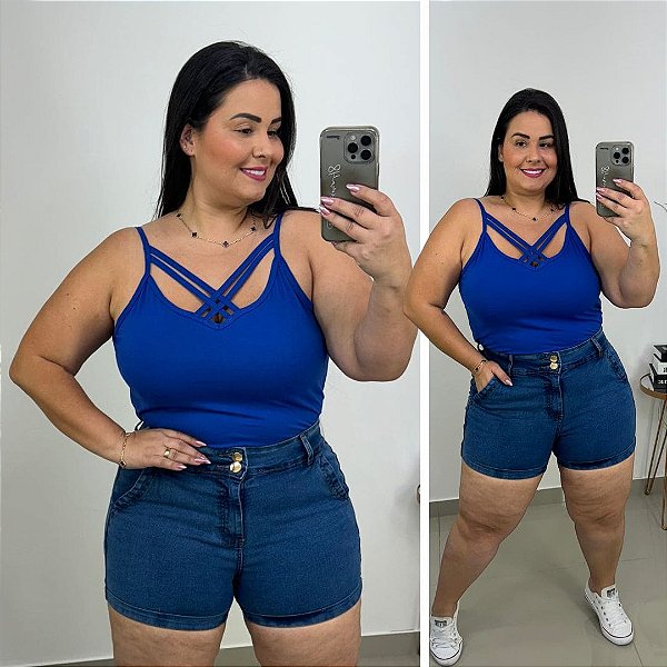 Alcinha Cruzada Azul Royal Plus Size