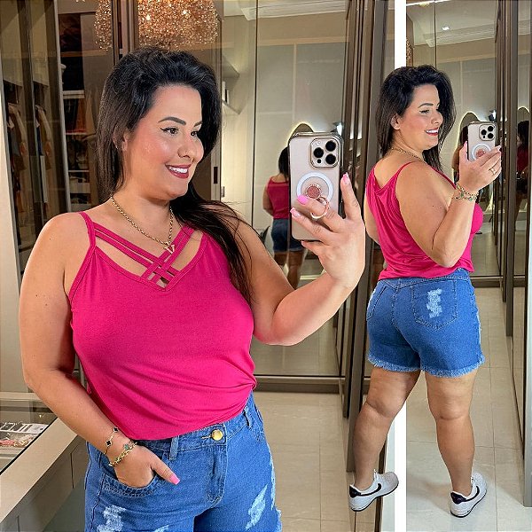 Alcinha Cruzada Pink Plus Size