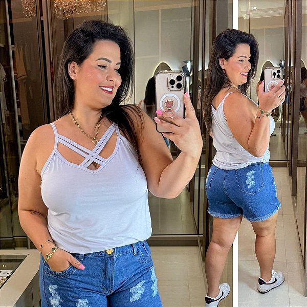 Alcinha Cruzada Branca Plus Size