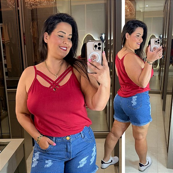 Alcinha Cruzada Vermelha Plus Size
