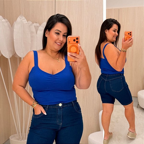 Alcinha Canelada Azul Royal Plus Size