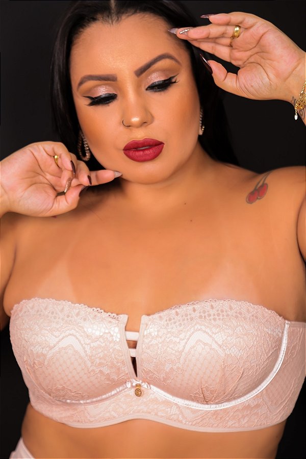 Tomara que Caia Nude Renda Plus Size