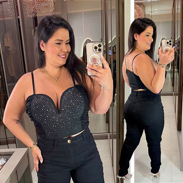 Cropped Strass Ravena Plus Size