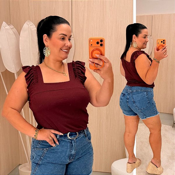 Regata Canelada Marsala Plus Size