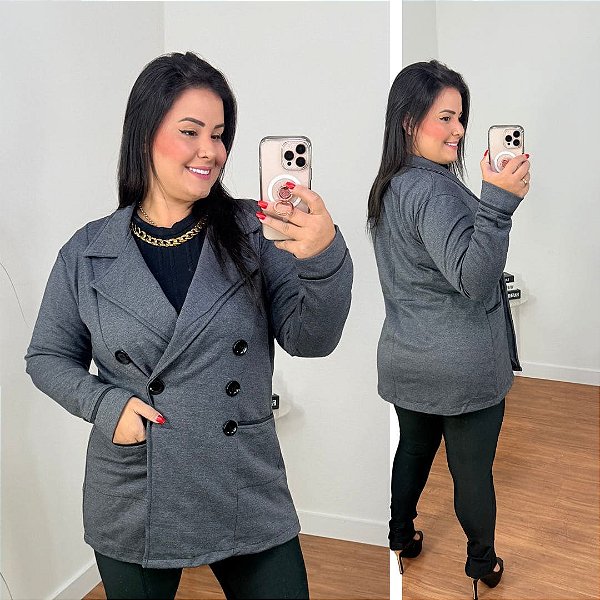 Casaco Moletom Chumbo Plus Size