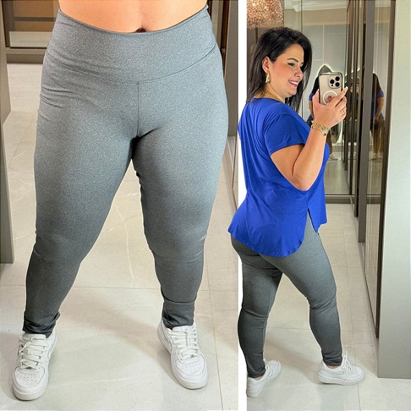 Calça Legging Suplex Cinza Plus Size