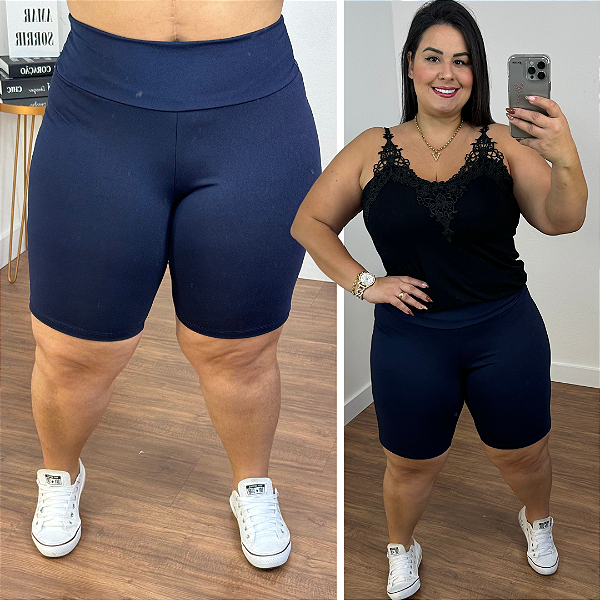 Bermuda Suplex Longa Azul Plus Size