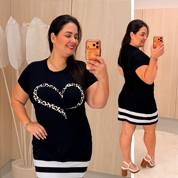 Vestido Animado Coração Plus Size