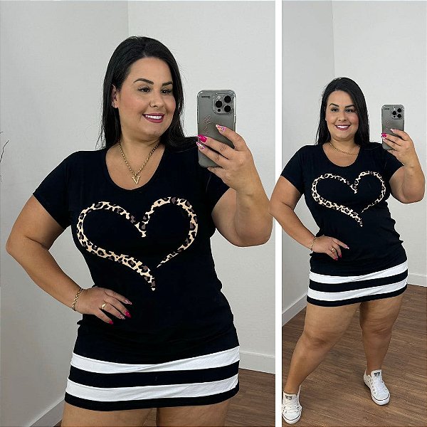 Vestido Animado Coração Plus Size