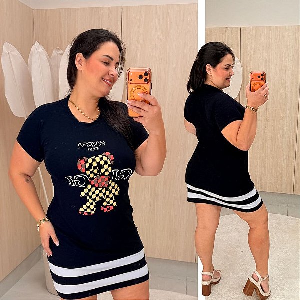Vestido Animado Ursinho Paris Plus Size
