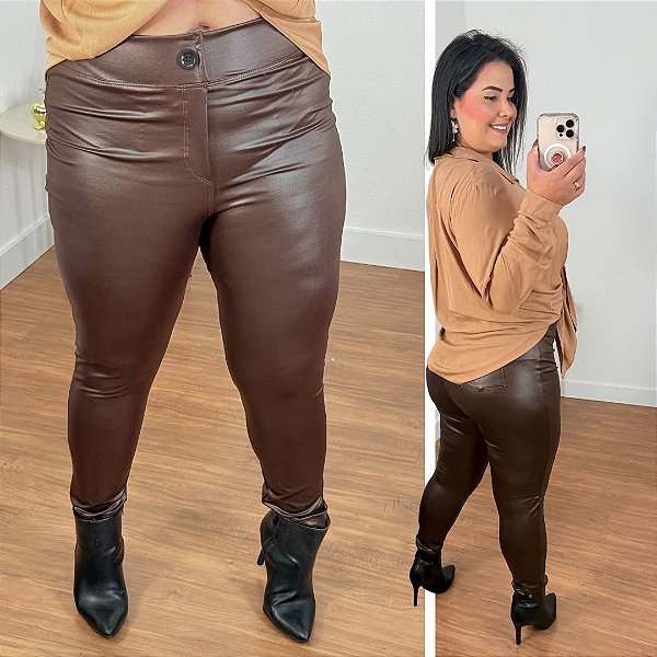 Calça Disco Marrom Plus Size