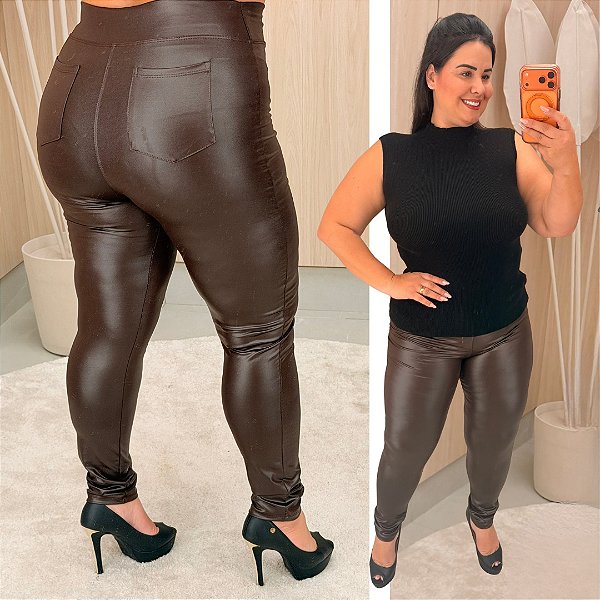 Calça Disco Marrom Plus Size