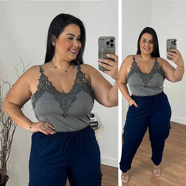 Alcinha Gripper Cinza Plus Size