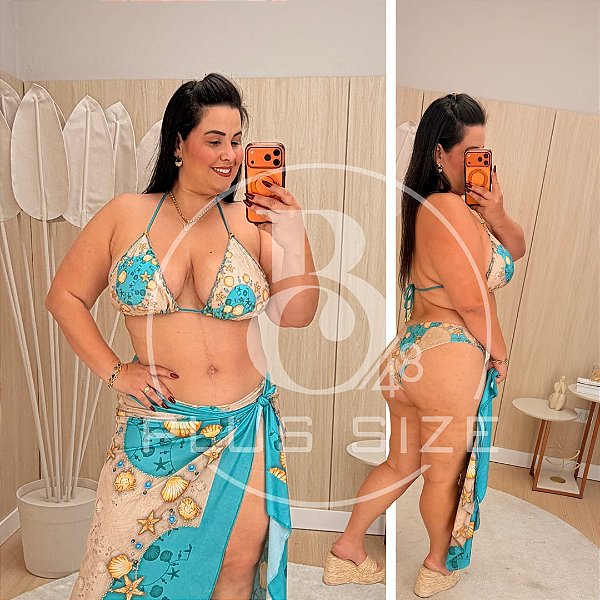 Biquíni com saida Orla Conchas Plus Size