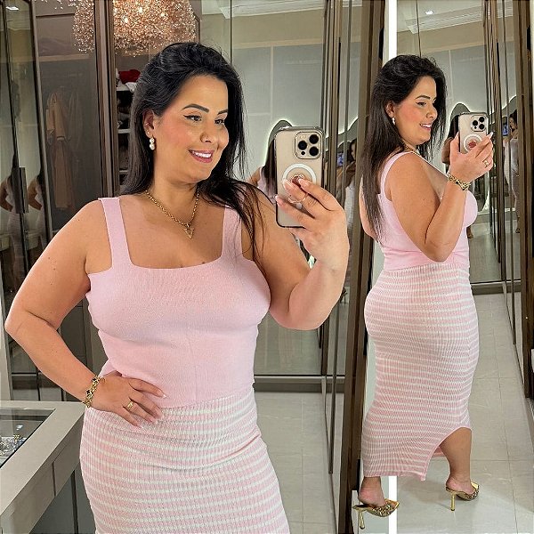 Top Alça Modal Rosa BB Plus Size