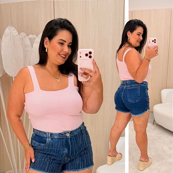Top Alça Modal Rosa BB Plus Size