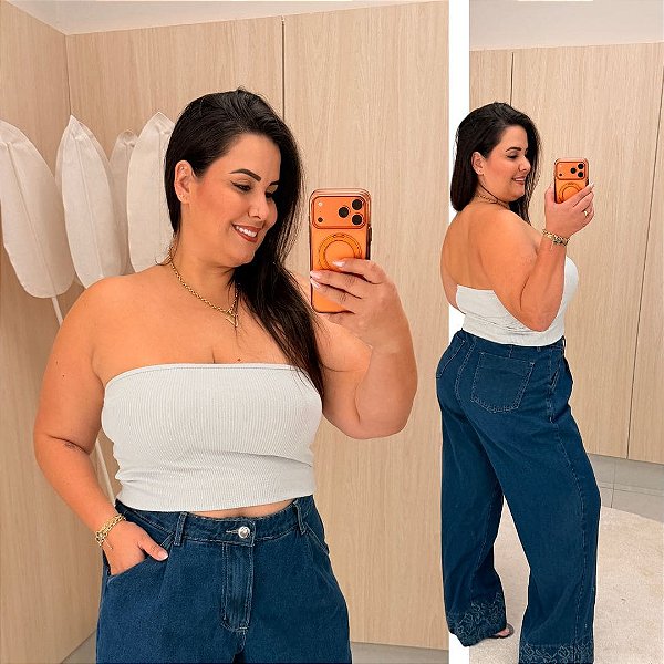 Top Faixa Lupita Branco Plus Size