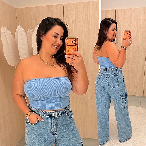 Top Faixa Lupita Azul BB Plus Size